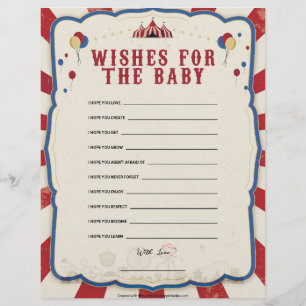 Wishes For The Baby [Circus Theme] Custom Letterhead