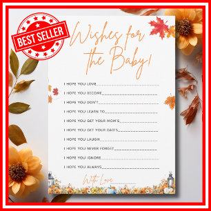 WISHES FOR THE BABY Easy Fun Baby Shower Game  Invitation