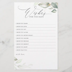 Wishes For The Baby Elegant Greenery Baby Shower
