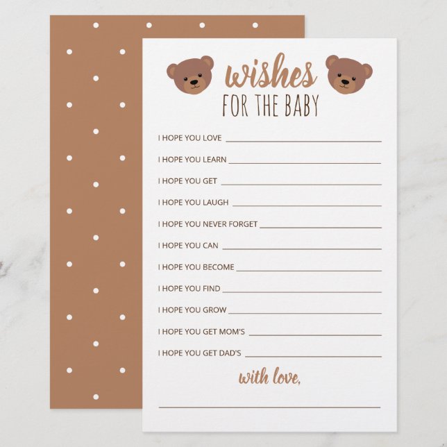 Wishes For The Baby For Baby Shower and Birthday (Front/Back)