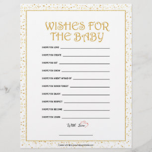 Wishes For The Baby [Golden Sparkles] Custom Letterhead