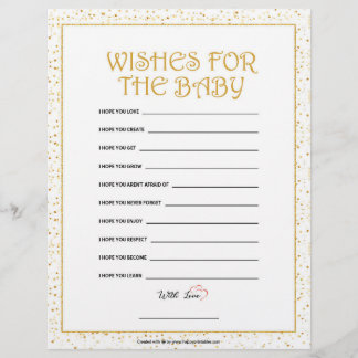 Wishes For The Baby [Golden Sparkles] Custom Letterhead