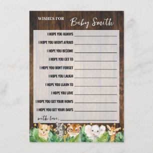 Wishes for the Baby Safari Baby Shower Game Card