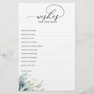 Wishes For The Baby Succulent Greenery Baby Shower