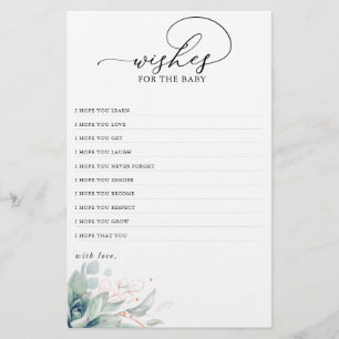 Wishes For The Baby Succulent Greenery Baby Shower