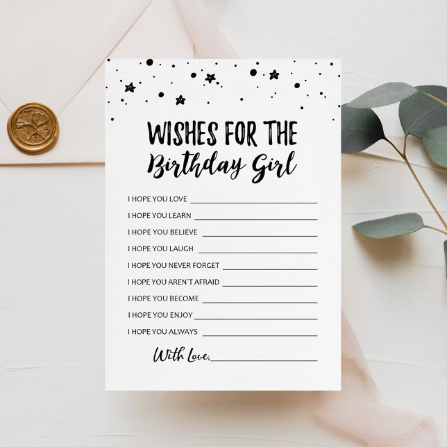 Wishes for the Birthday girl Birthday Party Card (Creator Uploaded)