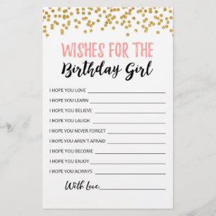 Wishes for the Birthday girl Birthday Party game