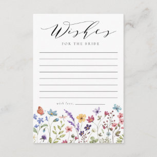 Wishes for the Bride Wildflower Love Bridal Shower Advice Card