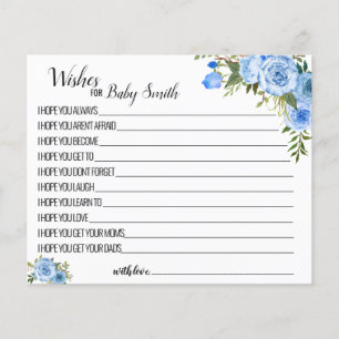 Wishes for the New Baby blue baby shower card