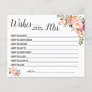 Wishes for the Soon to be Mrs Advice Card