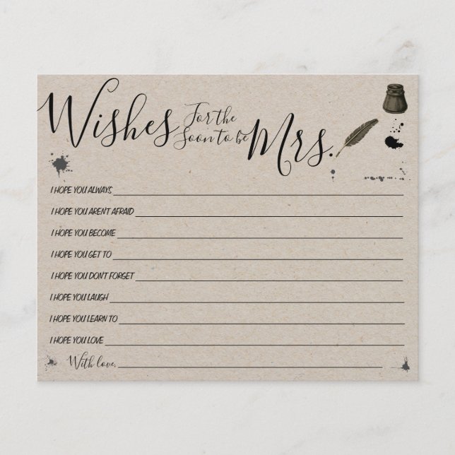 Wishes for the Soon to be Mrs Bridal Shower card (Front)