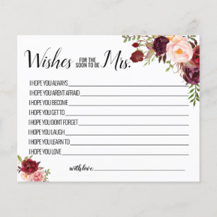 Wishes for the Soon to be Mrs marsala card
