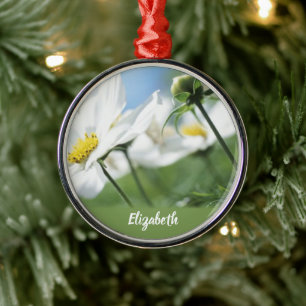 Wishes with White Daisies Personalised Metal Ornament