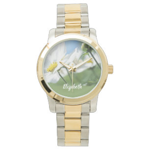 Wishes with White Daisies Personalised Watch