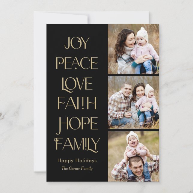 Wishful Words EDITABLE COLOR Holiday Photo Card (Front)