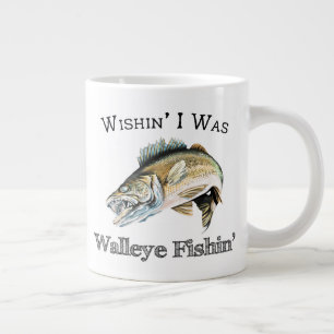 Wishin I Was Walleye Fishin Large Coffee Mug