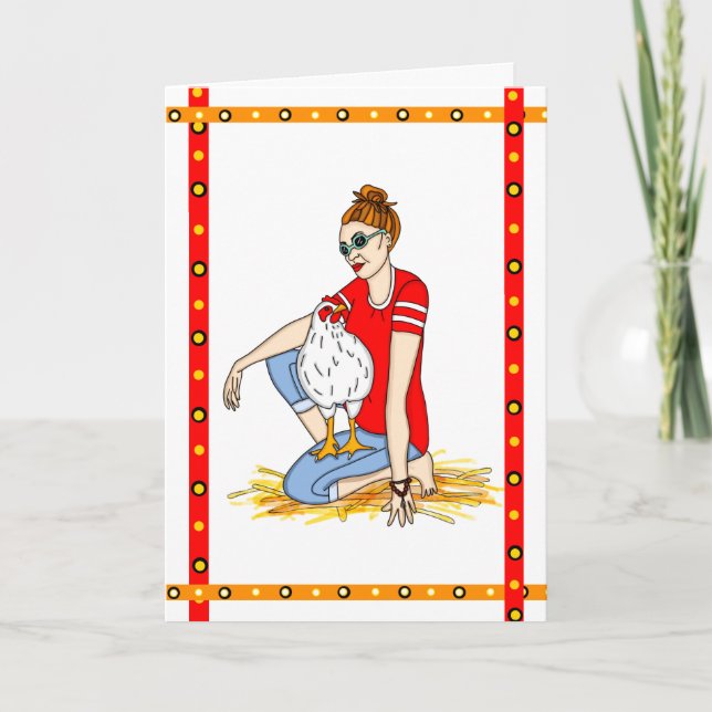 Wishing a Good Day | Hand Drawn Chicken Card (Front)