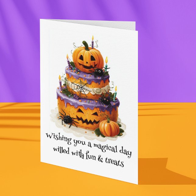 Wishing a Magical Day Halloween birthday cake Card (Creator Uploaded)