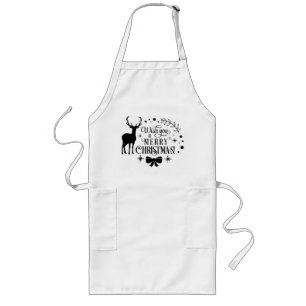 Wishing a Merry Christmas/Typography/Black Text Long Apron
