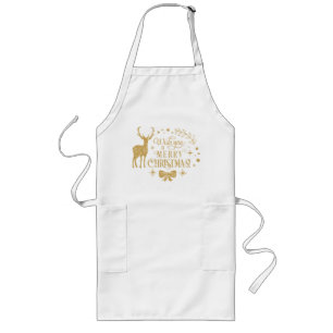 Wishing a Merry Christmas/Typography/Gold Long Apron