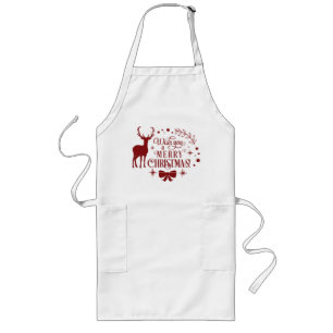 Wishing a Merry Christmas/Typography/Red Text Long Apron