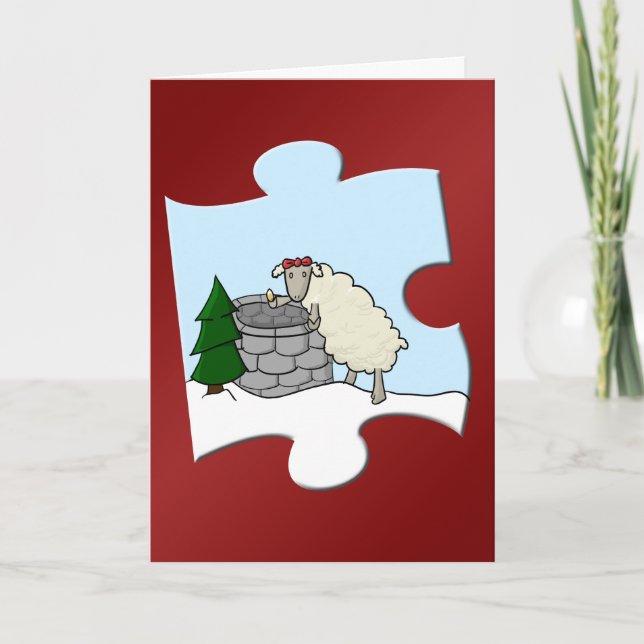 Wishing Ewe Piece Holiday Card (Front)
