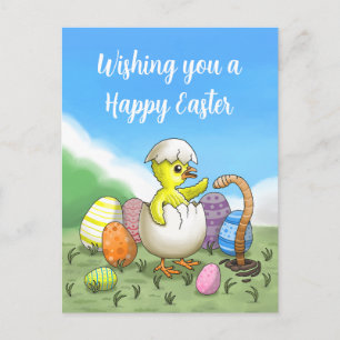 Wishing Happy Easter Holiday Postcard