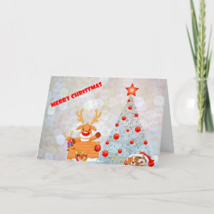 Wishing Happy Holiday Reindeer Decor Christmas Card