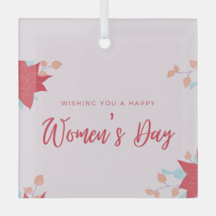 Wishing happy women's day pink glass tree decoration