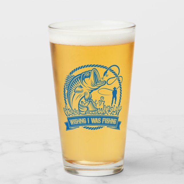 Wishing I Was Fishing Glass (Front Filled)
