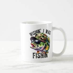 Wishing I Was Fishing Large Mouth B Funny Fisherma Coffee Mug