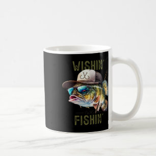 Wishing I Was Fishing Large Mouth B Funny Fisherma Coffee Mug