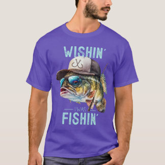 Wishing I was Fishing Large Mouth Bass Funny Fishe T-Shirt