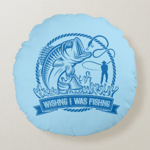 Wishing I Was Fishing Round Cushion