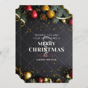 Wishing Love Merry Christmas Black Greeting Card