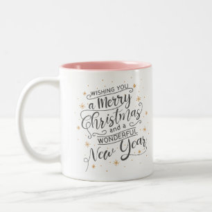 Wishing Merry Christmas  Two-Tone Coffee Mug