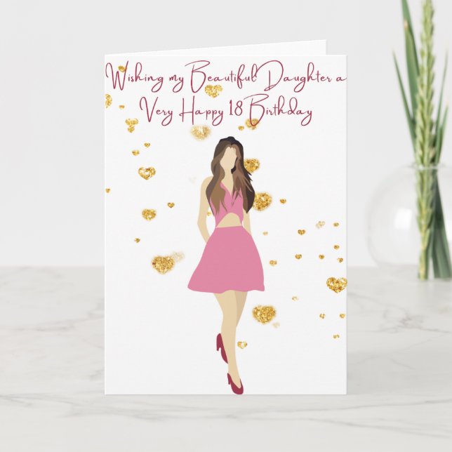 Wishing My Daughter a Very Happy 18 Birthday Card (Front)