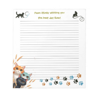 Wishing The Best Day Ever Curious Cat with Lines Notepad