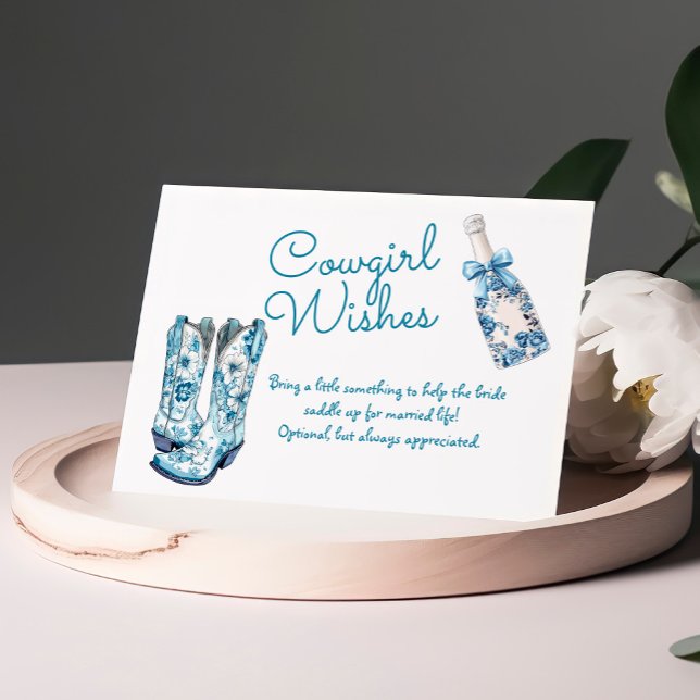 Wishing wel Chinoiserie Boots Bubbly Bridal Shower Enclosure Card (Creator Uploaded)