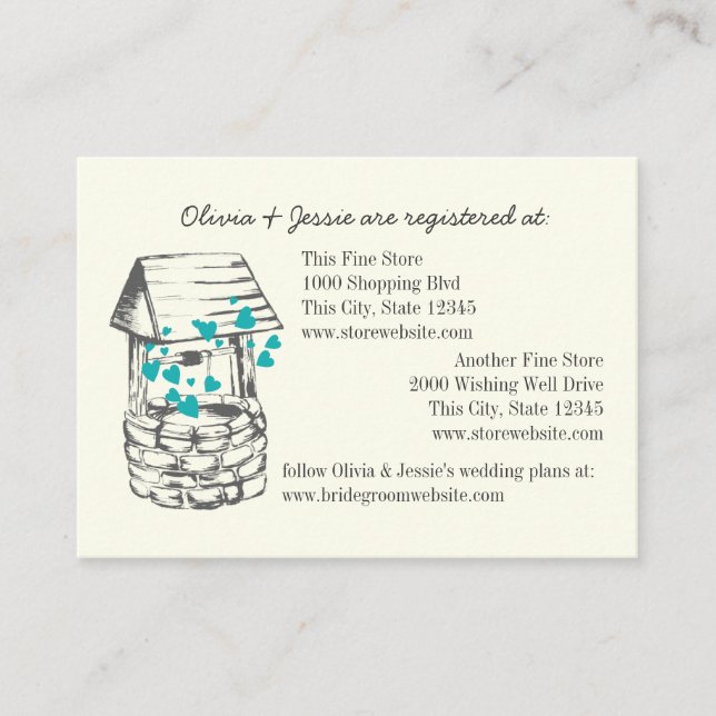 Wishing Well Bridal Registry Cards (Front)