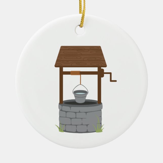 Wishing Well Ceramic Ornament (Front)