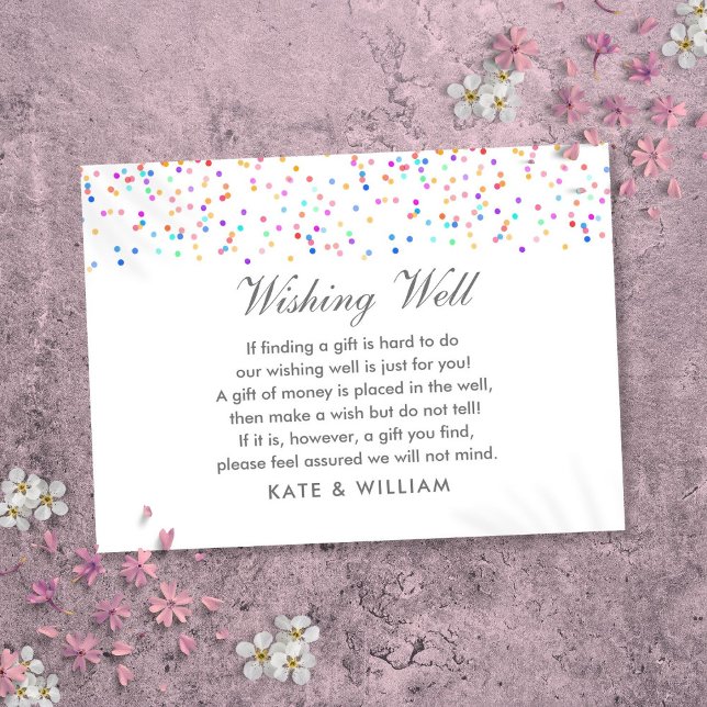 Wishing Well Colourful Rainbow Confetti Wedding Enclosure Card (Wishing Well Colorful Rainbow Confetti Wedding Enclosure Card)