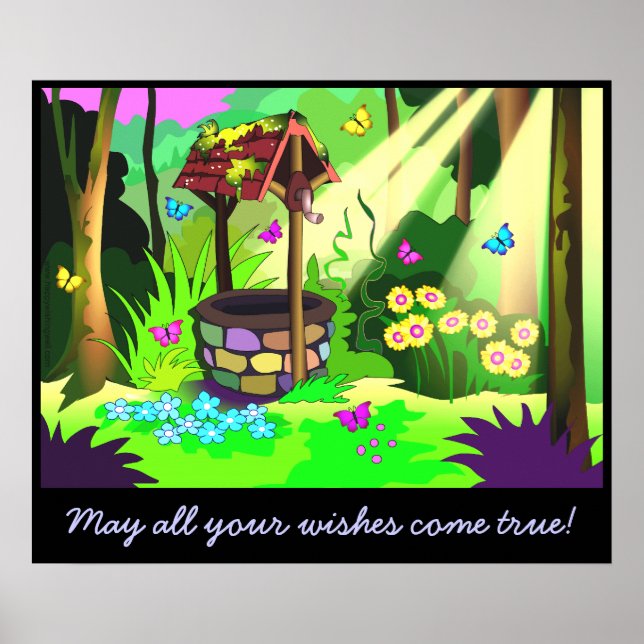 Wishing Well Customisable Message Wishes Come True Poster (Front)