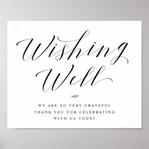 Wishing Well Elegant Calligraphy Wedding Sign