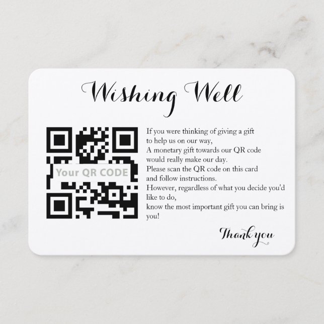 Wishing well enclosure card with QR code (Front)