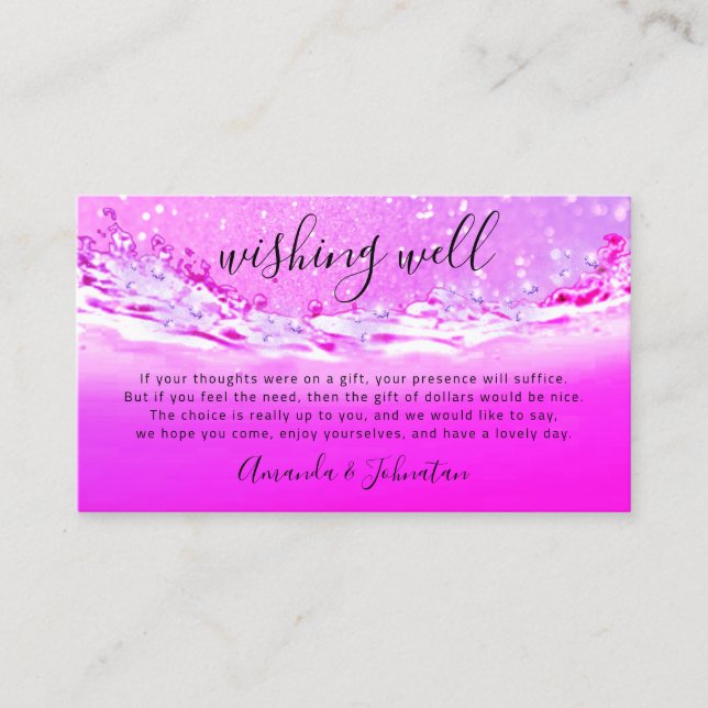 Wishing Well For Wedding Dollar Gift Money Pink Business Card (Front)