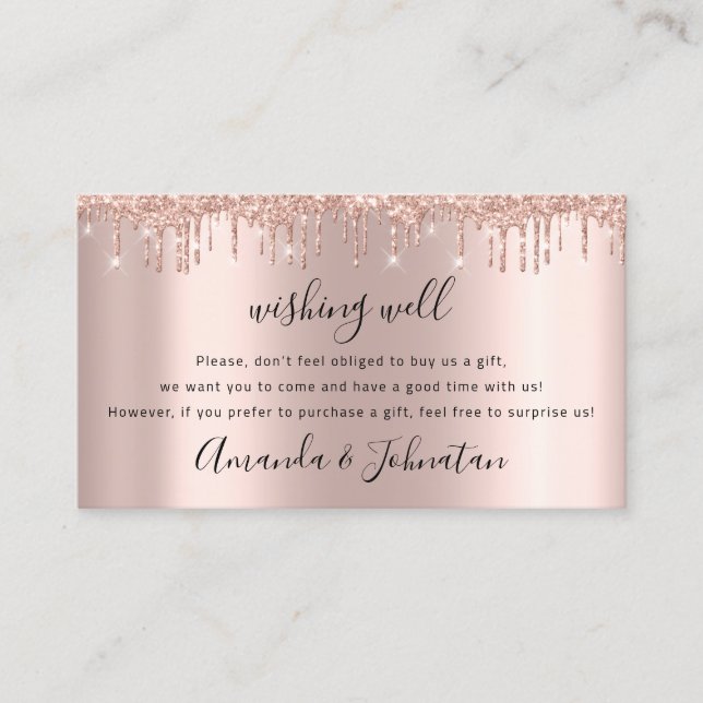 Wishing Well For Wedding Gift Idea Rose Drips Lux Business Card (Front)