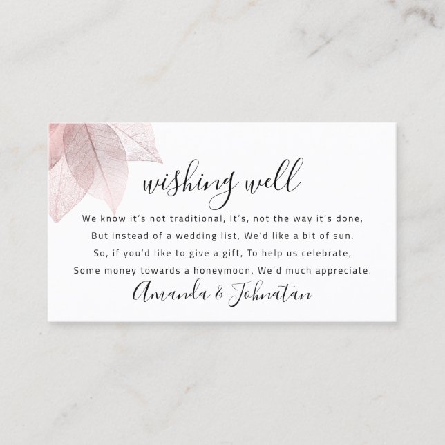 Wishing Well For Wedding Invitation Rose Florals (Front)