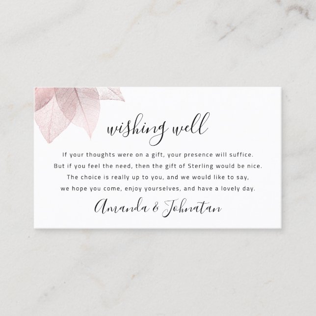 Wishing Well For Wedding Sterling Gift Money Business Card (Front)