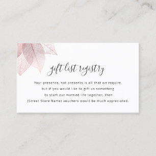 Wishing Well Gift List Registry Number Wedding Business Card